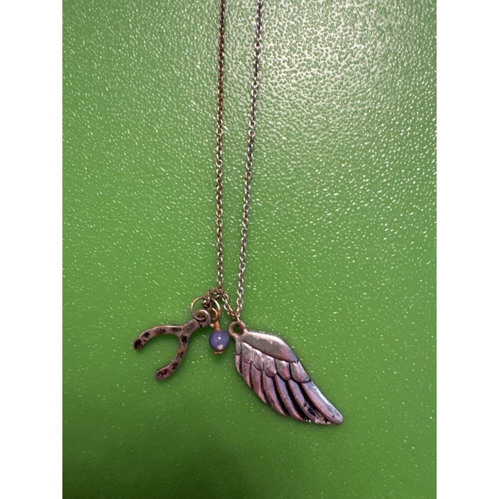 Bohemian Necklace Costume Jewelry Boho Wing Wishbone Pendants Silver
